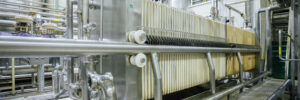 Filtration machinery in modern brewery production line