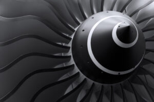 Turbine blades of turbo jet engine for passenger plane, aircraft
